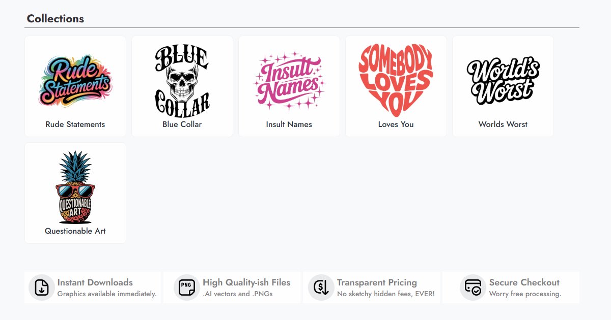 Vextors.com Collections for edgy vector graphics and merch design.